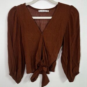 Abercrombie and Fitch spotted tie front smocked back blouse
